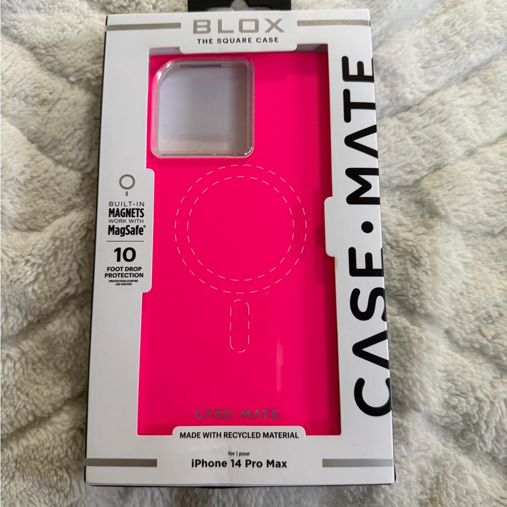 BLOX Case-Mate Hot Pink iPhone 14 Pro Max MagSafe Neon Watermelon Square Case